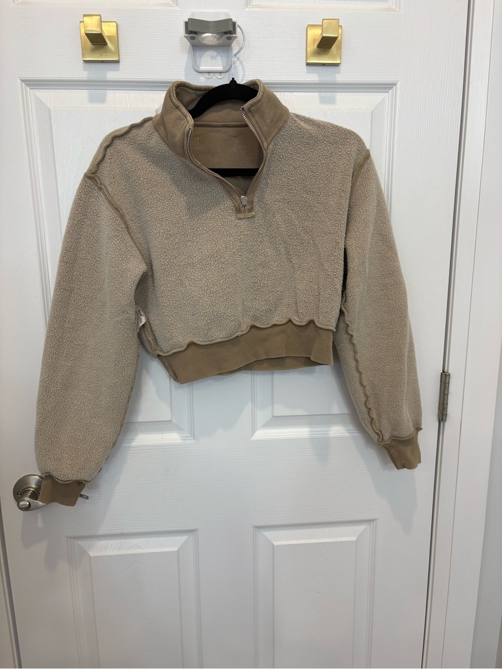 Tna Cropped Quarter-Zip Pullover - Tan #1490 - Picture 3 of 16